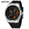 Sanda Men's Waterproof Alloy Car Wheel Design Silicone Wristwatch
