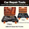 53/150pcs Heavy-Duty SAE Socket Wrench Set, Professional Mechanics Tool Kit - Garage & Roadside Emergency Repair Tools