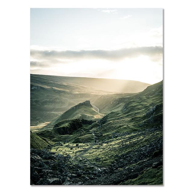 Nature Landscape Green Mountain Forest Leaf Canvas Painting Poster Nordic Art Print Wall Picture for Living Room Bedroom Decor