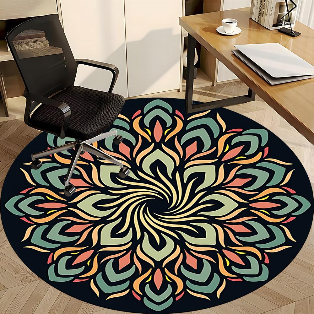 1PC Mandala Pattern Chair Carpet for Office Non-Slip, Lightweight, Machine Washable Rug for Office, Sleeping, Room - Holiday Decoryy251009025