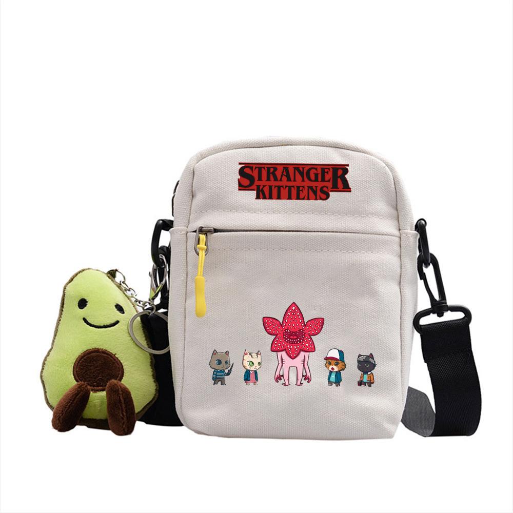 Stranger Things Canvas atmungsaktive kleine quadratische Tasche mit diagonalem Muster