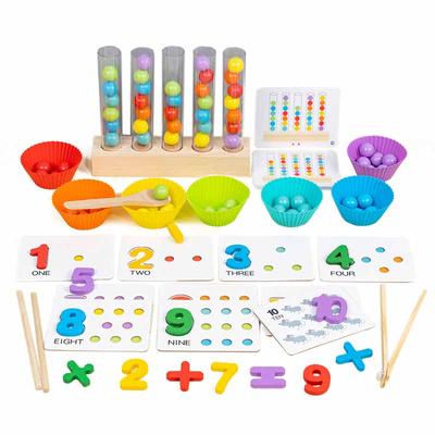 Kids Montessori Fine Motor Training Test Tube Clip Beads Sorting Matching Game Counting Math Learning Children Educational Toys