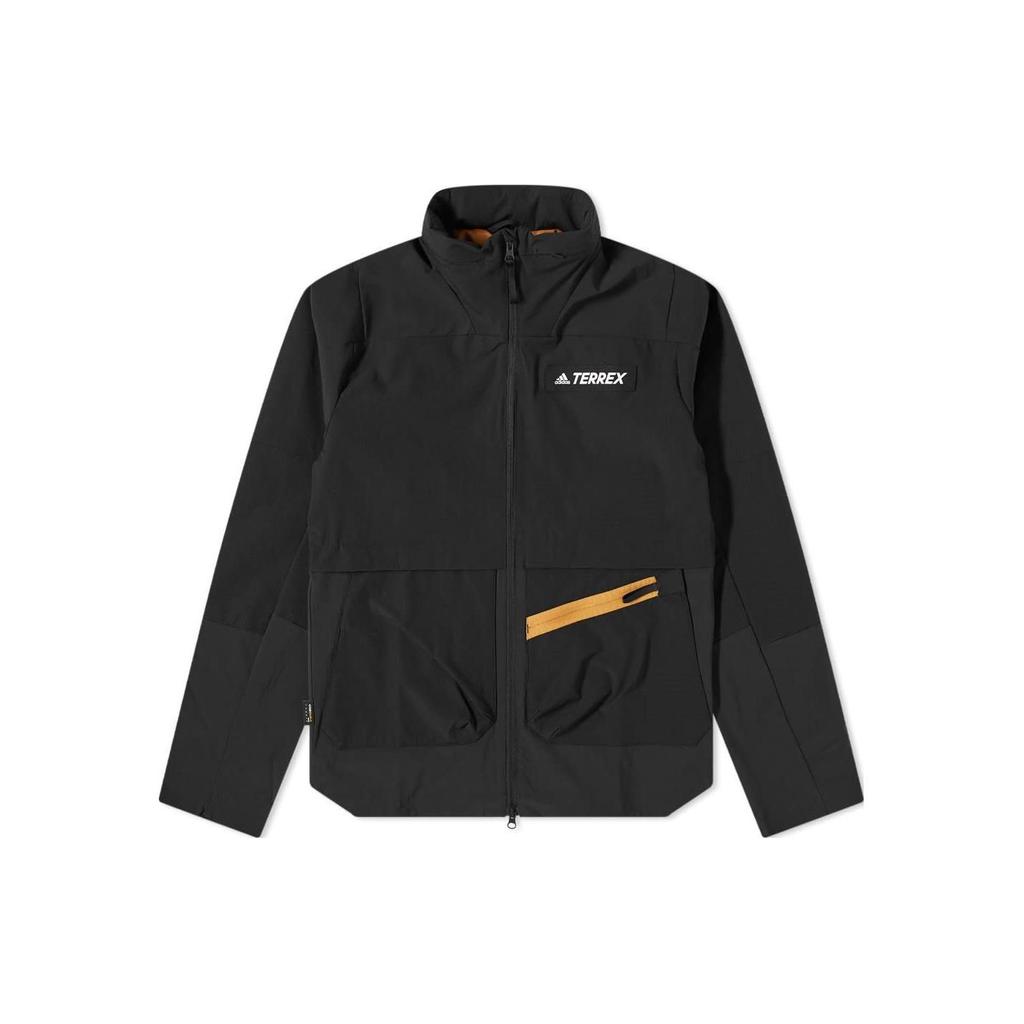 Adidas Solid Color Logo Zip Hooded Jacket Men Outerwear Black HE5204