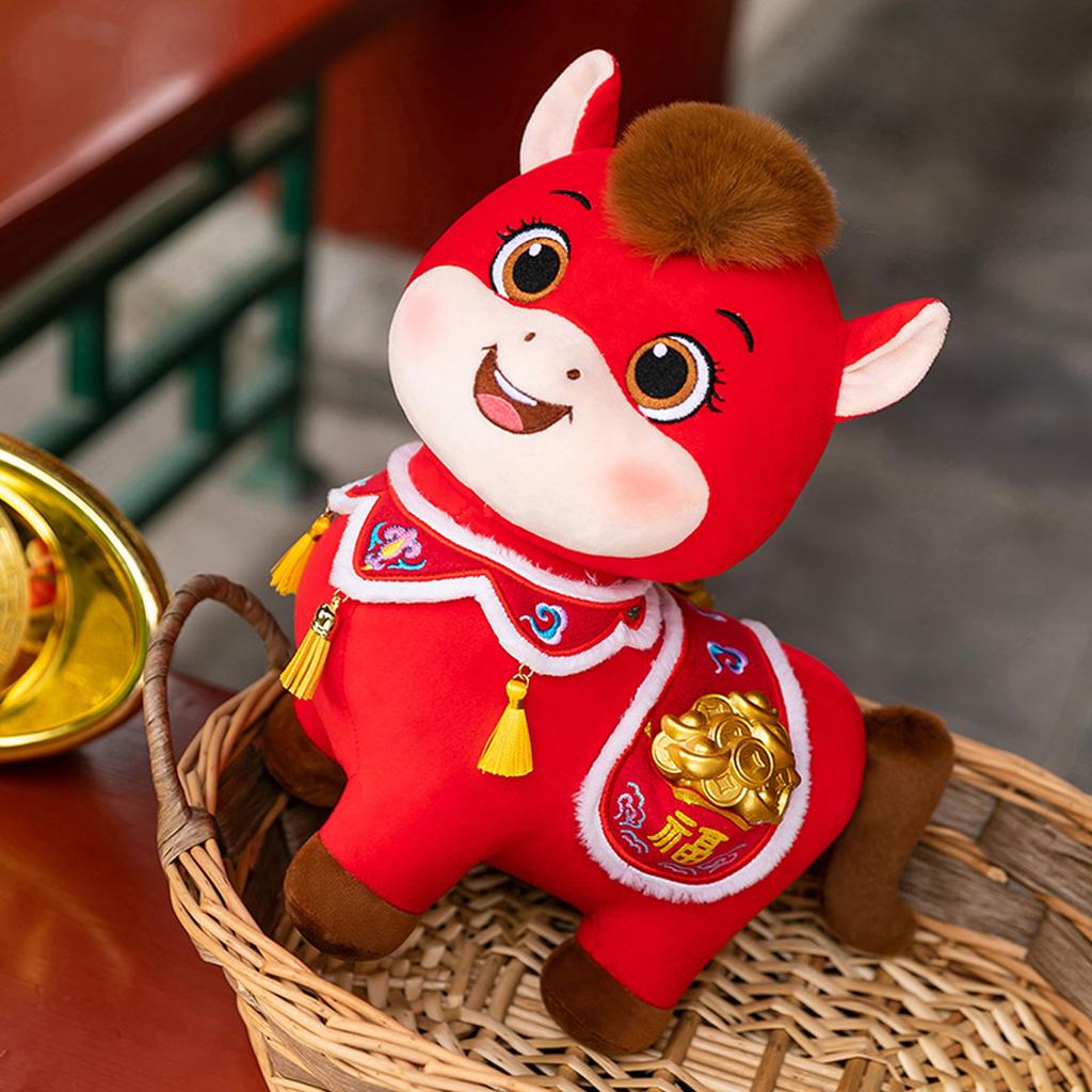 20cm Soft Stuffed Horse Plush Toy Cute Red New Year Decor Doll Gift For Friend Family