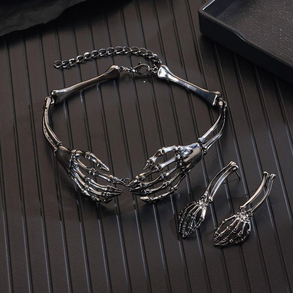 Hip Hop Chains Choker Earrings Set Gothic Punk Necklace Earring  Holiday Accessories