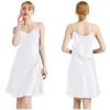 Silk Thin Shoulder Strap V-neck Suspender Nightgown, Summer Thin Sexy Slim Fit Solid Color Knee Length Home Pajamas