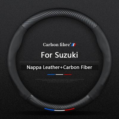 Für Suzuki S-Cross Swift SX4 Vitara Jimny Grand-Vitara Baleno Ciaz Auto Kohlefaser Anti-Rutsch Lenkradabdeckung Zubehör