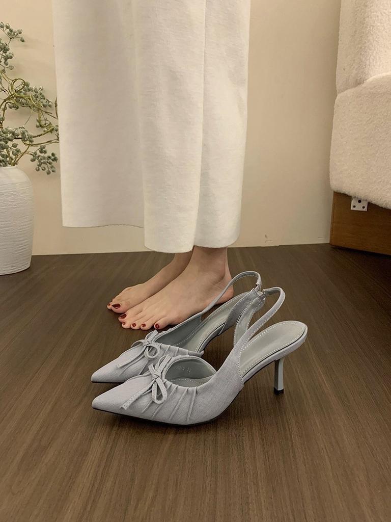 Niche Leopard Print Bow Bag Head Sandals Shoes Spring and Summer Temperament Celebrity Stilettos