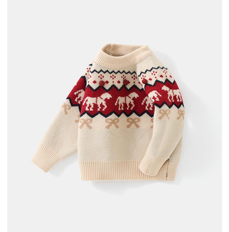 DUUDUU 2025 Roter Strickpullover im koreanischen Stil für Kinder - Warmes Herbst-/Winteroberteil