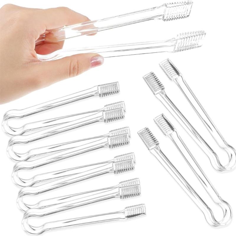10Pcs Food Safe Plastic Ice Tongs For Beer Beverages Sugar Miniature Hygienic Kitchen Buffets Serving Tongs Barbecue Tool