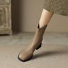 Krazing Pot Mikrofaser Herbst Winter Schuhe Dicke Mittelhohe Absätze Größe 43 Chelsea Boots Aprikose Reißverschluss Stiefeletten