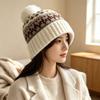 Cute Style Knit Beanie Hat Fleece Lined Winter Earflap Cap Jacquard Pullover Bonnet  Students