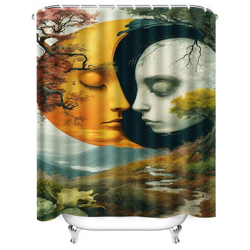 

Nature S Embrace: Dual Faces Waterproof Shower Curtain W60H190(CM)-1 Pcs