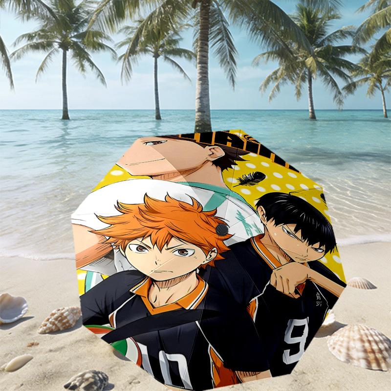 Haikyu Print Umbrella Automatic Opening/ Closing - Portable Foldable Design - Daily use for Travel/Outdoor - Gift for Birthday