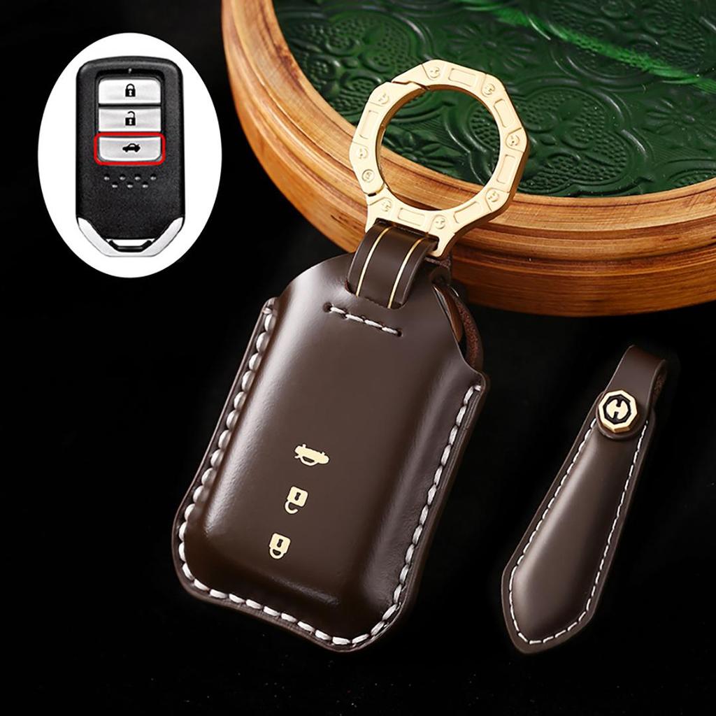 Honda Accord Civic CRV Pilot Odyssey Handmade Cowhide High-End Car Key Cover keychain