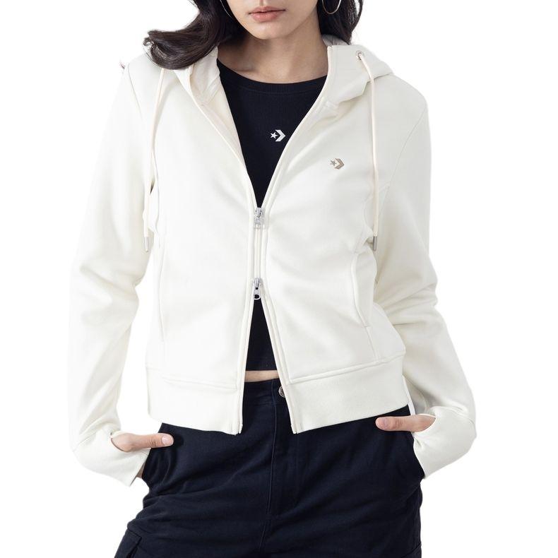 Converse Sweatshirts Women s White Hooded Moderate Cardigan WCJ132-W2Y XS