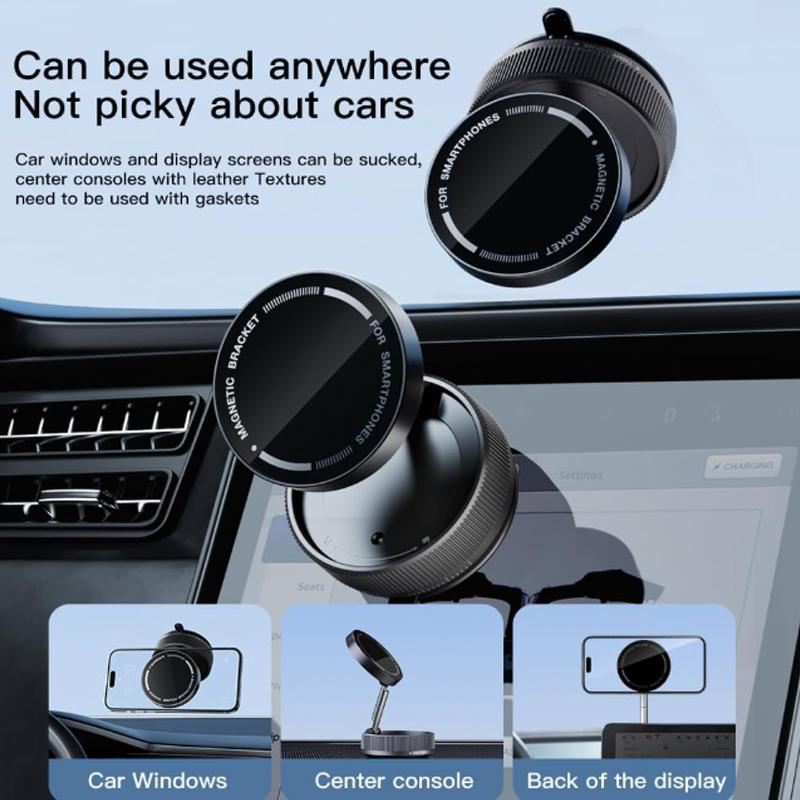 Vacuum Suction Magnetic Phone Holder with 360 Degree Rotation,Handsfree Magnetic Foldable Phone Mount for Car/Smooth Surface