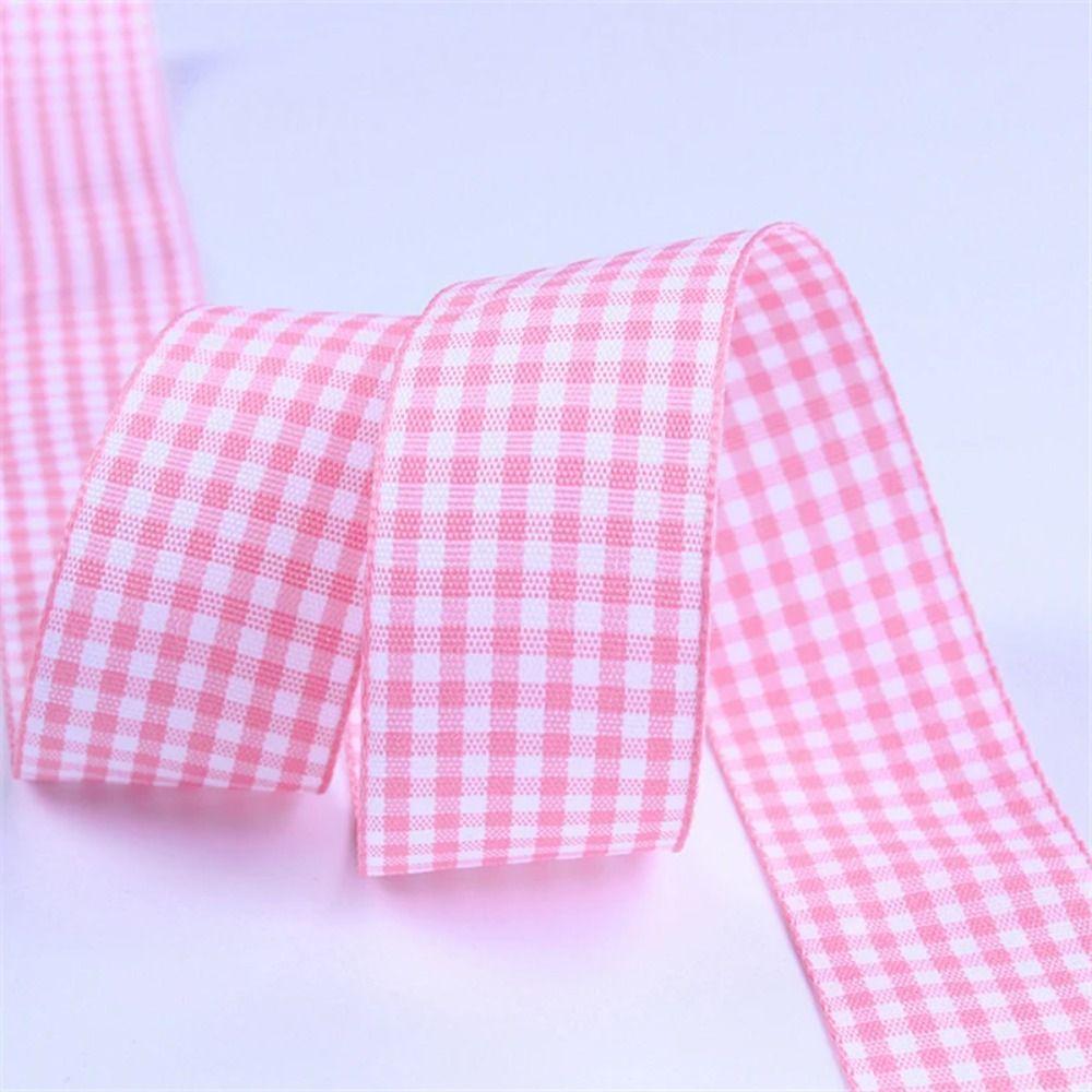 50 Yards Lattice Plaid Ribbons Fashion 10mm Bow Ribbon Gift Wrapping Polyester Ribbon Handmade DIY Sewing Crafts
