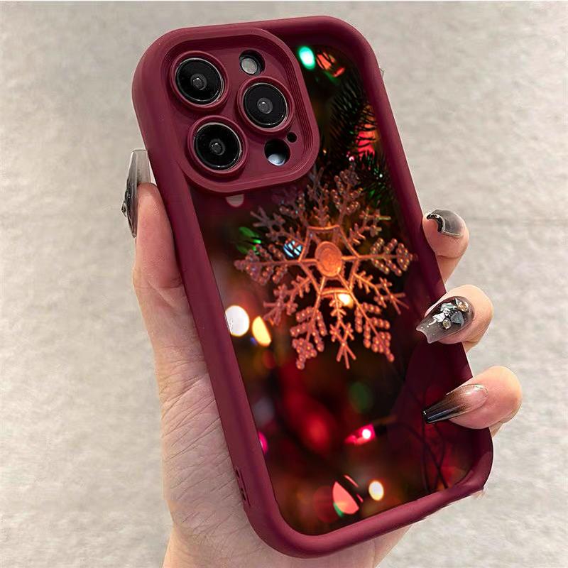Christmas Snowflake Pattern Phone Case for iPhone 17 16 Pro Max Air 15 14 Plus 13 12 11 7 8 XR X XS 16e SE2 Shockproof Cover