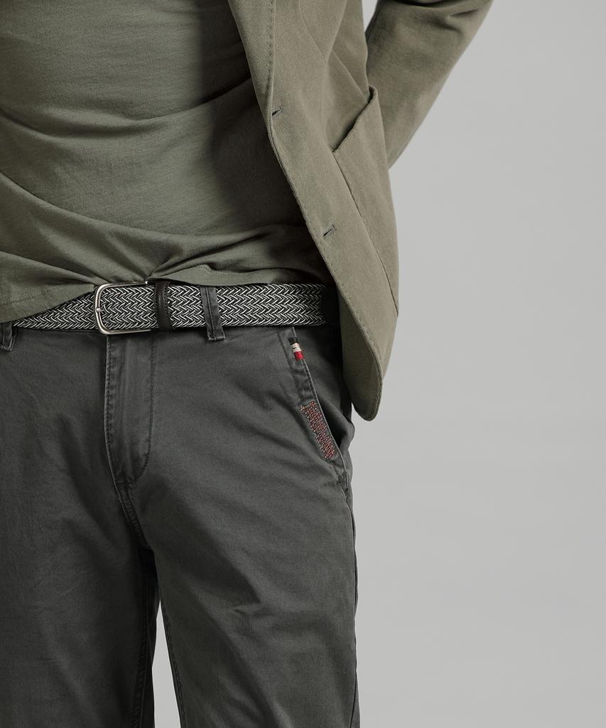 PANICALE Charcoal Embroidered Point Cotton Pants (Type A)