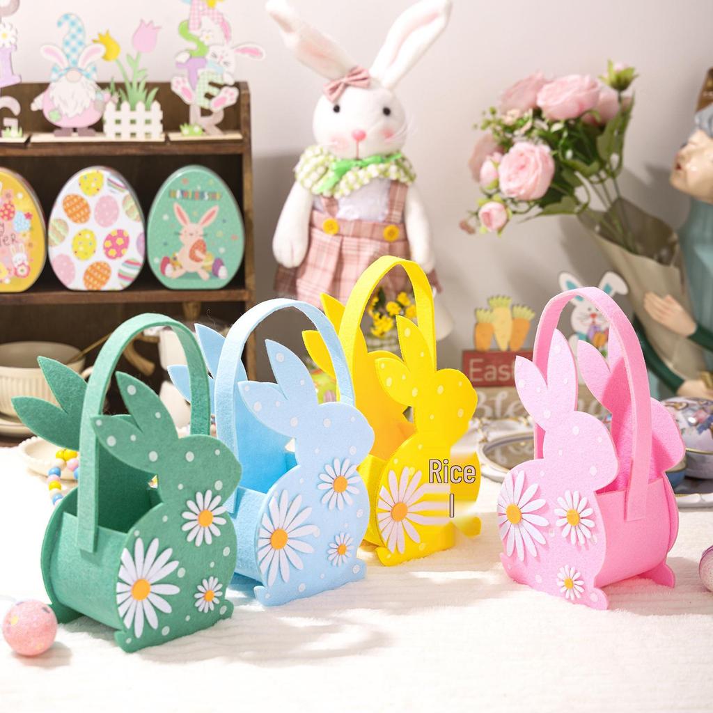 Easter 3D Rabbit Felt Candy Handbag Basket