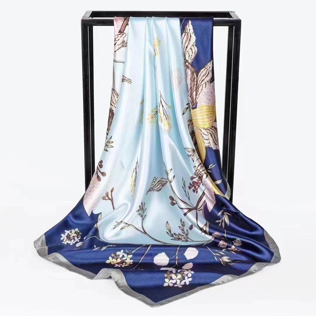 Cashew Flower Satin Square Scarf, Summer Silk Scarf, Thin Shawl, Amazon Foreign Trade Headscarf, Scarf