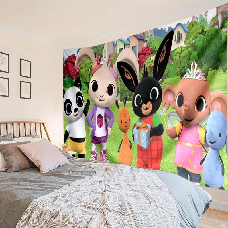 rabbit Bing Friends Garden Party Tapestry, Unique Design Tapestry, Wall Decor for Bedroom,Livingroom, Playroom,Heartwarming Fan Holiday Gifts