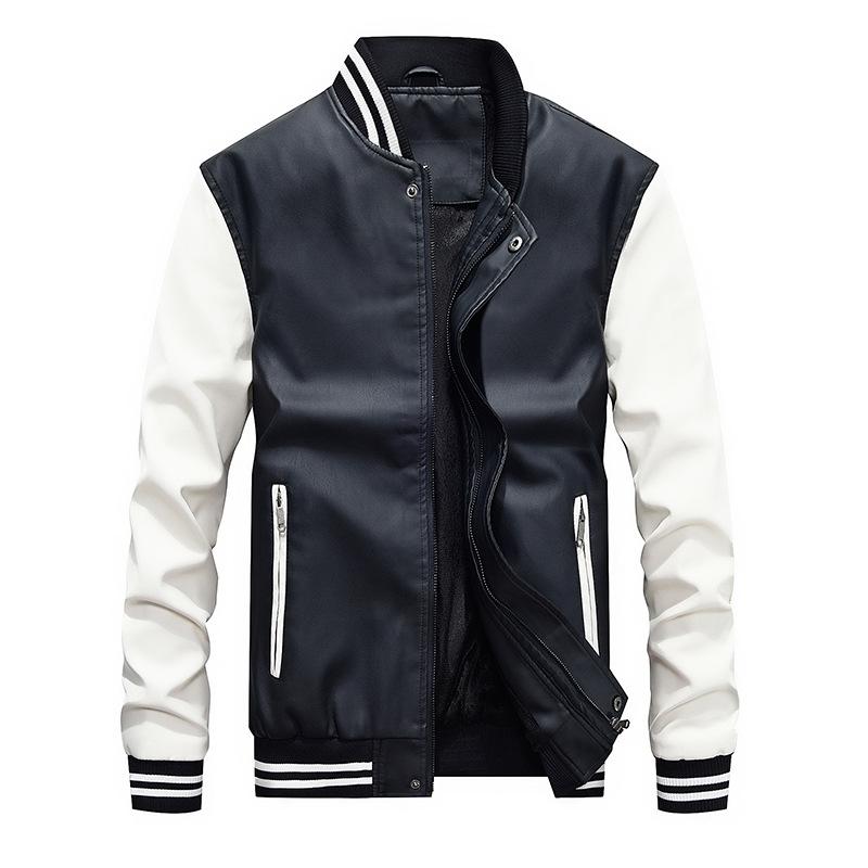 Men's PU Leather Jacket Autumn and Winter New Men's Stand-up Collar Loose Casual Large Size Autumn Men's Coat