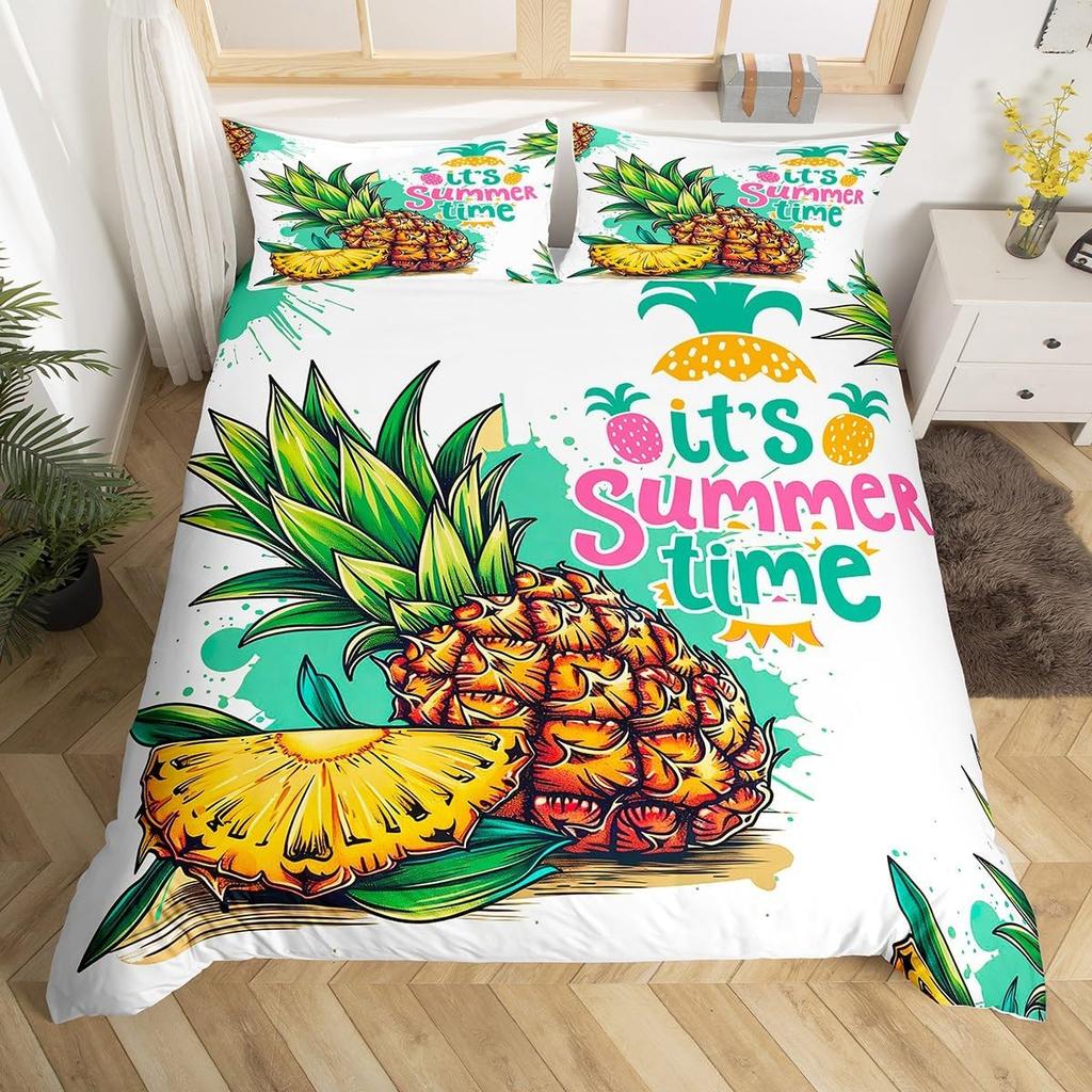 Funda Nórdica de Dibujos Animados Naranja Juego de Ropa de Cama de Naranjas Frescas Para Niños Niñas Funda de Edredón de Frutas Cítricas Dibujo Animado Tamaño Completo Queen