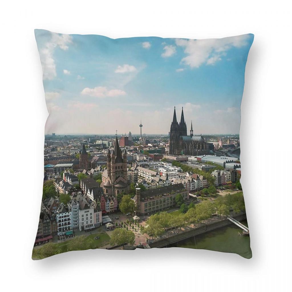 Cologne Cathedral Germany Square Pillowcase Polyester Linen Velvet Printed Decorative Pillow Case Sofa Seater Cushion