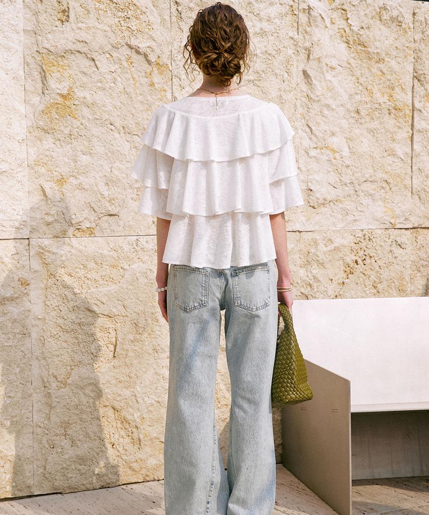 Dyuidyui Frill Slub Knit_White