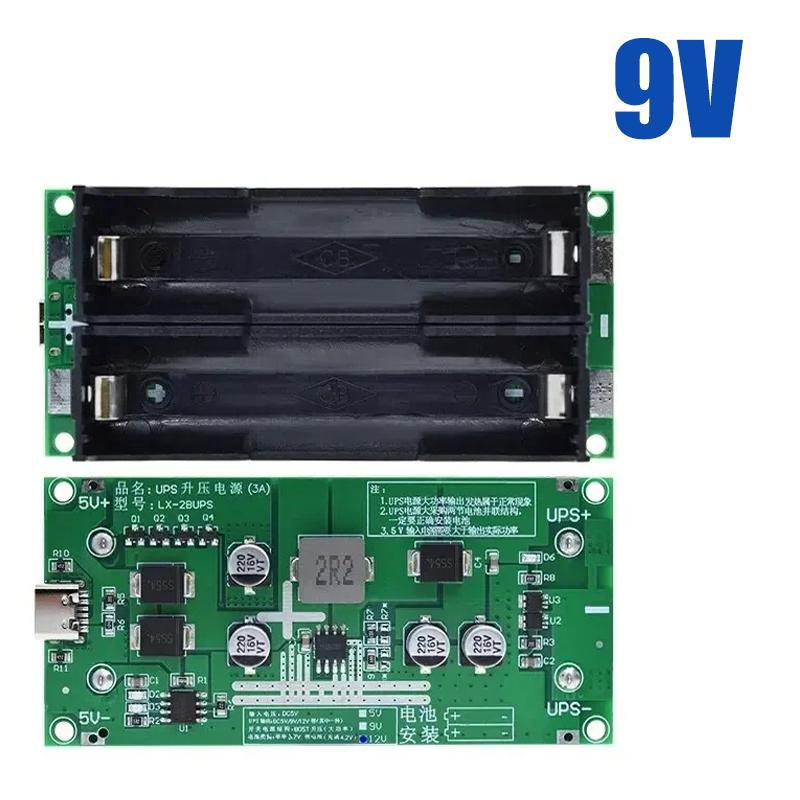 15W 3A UPS 18650 Lithium Battery Boost Module 5V/9V/12V Uninterruptible Power Supply Board with Type-C Charging