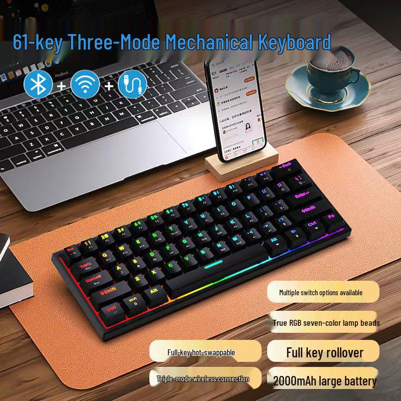 61-Key RGB Backlit Mechanical Keyboard - Portable Gaming & Office Blue Switch