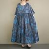 DIMANAF 2026 Summer Beach Women Plus Size Vintage Lady Long Dress Loose Oversize Maxi Print Cotton New