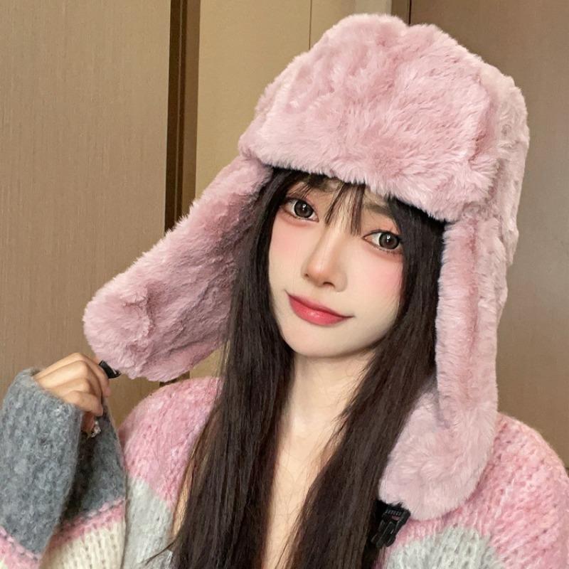 Winter new thermal hats men's and women's hats cold-proof outdoor velvet fashion windproof large ear hats cotton hats