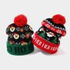 Christmas Elements Snowman Elk Christmas Tree Flanged Hairball Knitted Hat, Men's and Women's Thermal Ear Protection Wool Hat