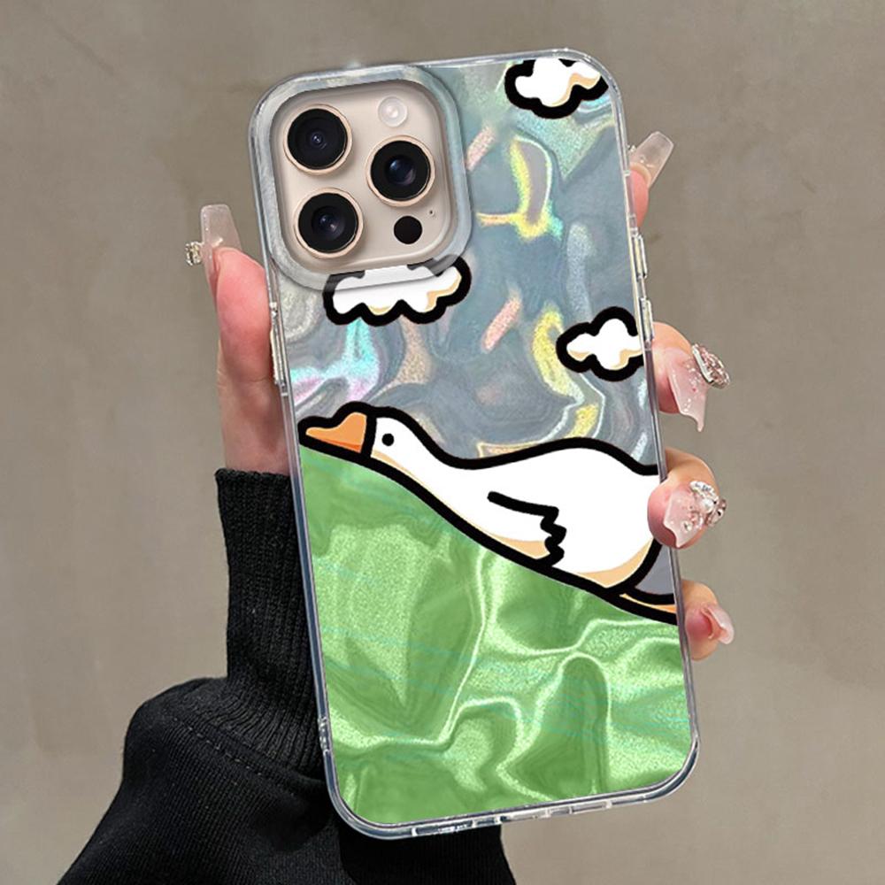 Cute Cartoon Duck Cat Phone Case Phone Case for Apple Iphone 16 15 14 Plus 13 Pro Max 7 16e SE 2022 Texture Hard Silicone Cover