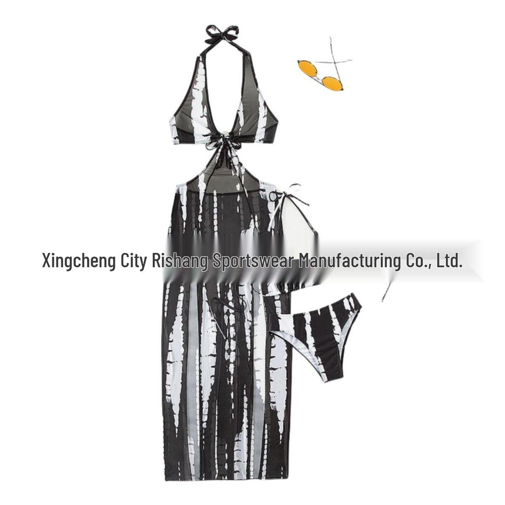 European & American Sexy Split Bikini Swimwear: Three-Piece Set with Beach Long Dress