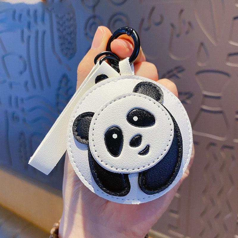 Creative Cartoon Leather Panda Keychain Girl Exquisite Bag Pendant Cute Dog Lion Keychain Car Key Chains for Women