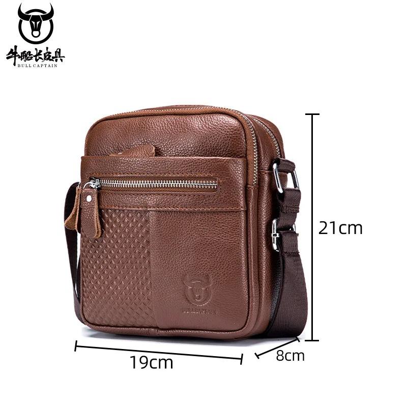 Men's Full-Grain Leather Shoulder Bag | Vintage Large Capacity Crossbody for Phe & Wallet Small Business Casual Bag