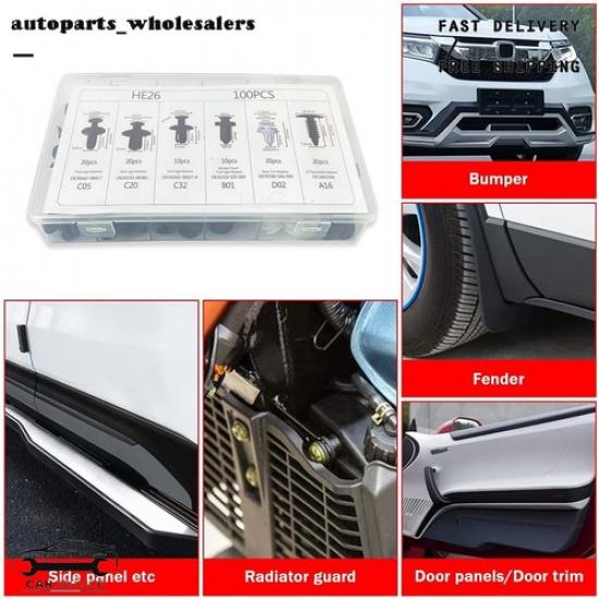 100 Retainer Clips Fixing Fastener Kit Bumper Fender Liner Push Type For Hyundai