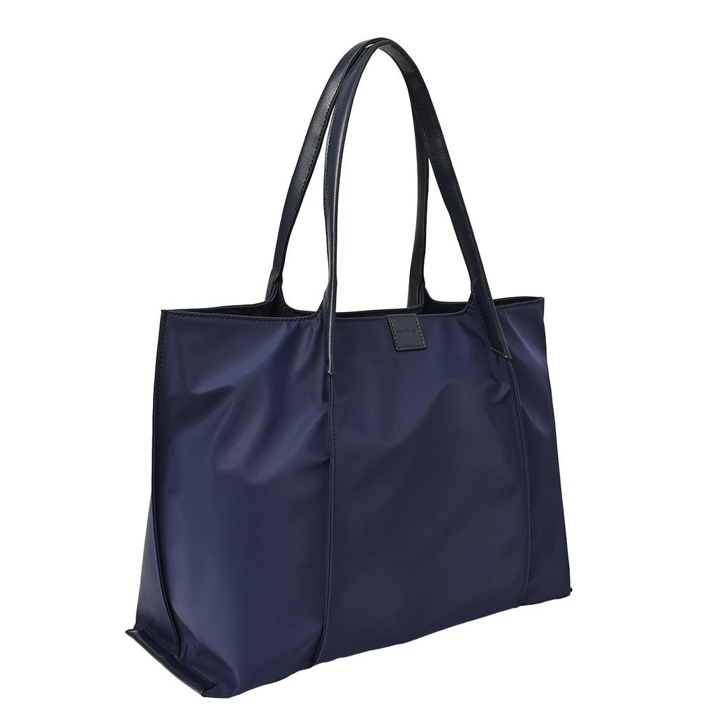 ANDSHIN Nylon Tote A4 Large Zipper for Commuting N0001 Bag, Lightweight, Size, Capacity, Closure, Women, Bag, (Navy)
