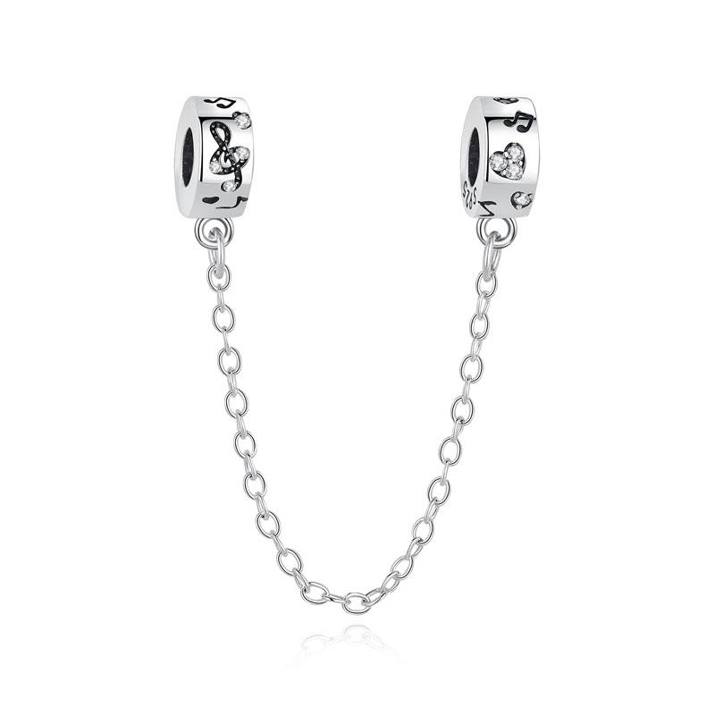 New Copper Charm Bead Charms Safety Chain Music Notes Love Heart Pendant Bead Charms Compatible With Do It Yourself Bracelets Bangles Women Diy Jewell