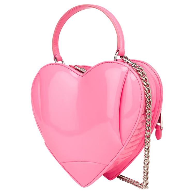 Moschino Inflatable Effect Heart Motorcycle Design Synthetic Leather Heart Bag Shoulder Crossbody Handbag Women Bags Pink AEF2312A730382061206