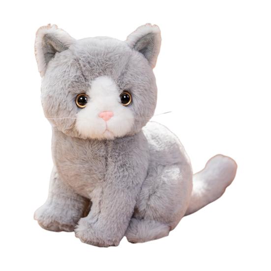 

Realistic Plush Cats Doll Sitting Kitten Plushies Soft Stuffed Animal Doll Gift for Girls Boys Halloween Christmas Home Decoration