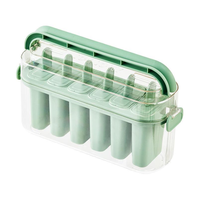 6-Cavity Plastic Ice Pop Ice Cream Maker Mould Set Food Grade Homemade Creative Ice Cake Mold with Plastic Sticks & Lid for Kids