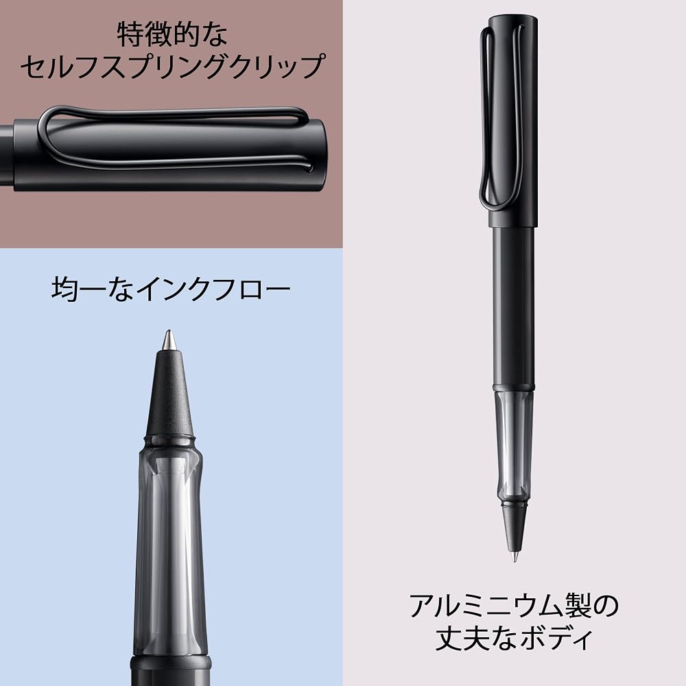LAMY AL-Star Black Rollerball Pen - Clear Ergonomic Grip Pen Line Width M - Lightweight Aluminum ...