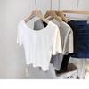 2025 Summer Korean Slim Fit Cross Back Short Sleeve T-shirt for Women