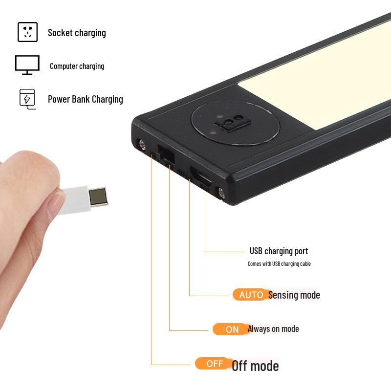 Ultra-Thin Rechargeable LED Sensor Light: Wireless, Self-Adhesive for Cabinets, Kitchens, Entrances, and Bedsides