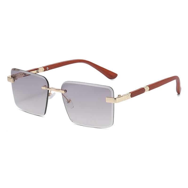 Trendy Frameless Gradient Grey Sun Glasses With Uv400 For Cycling And Parties